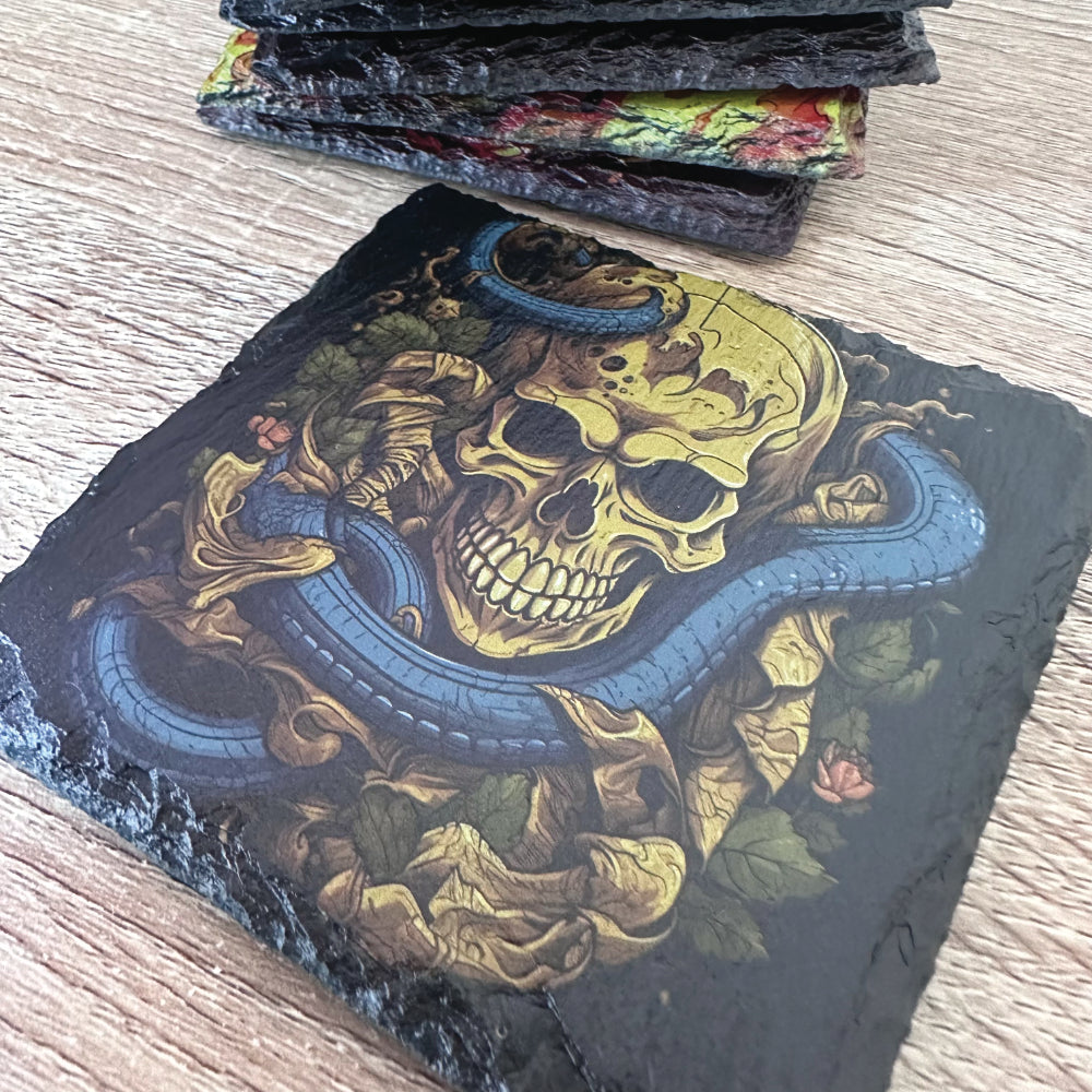Skull Slate Coasters - Skull Set of 4 #1
