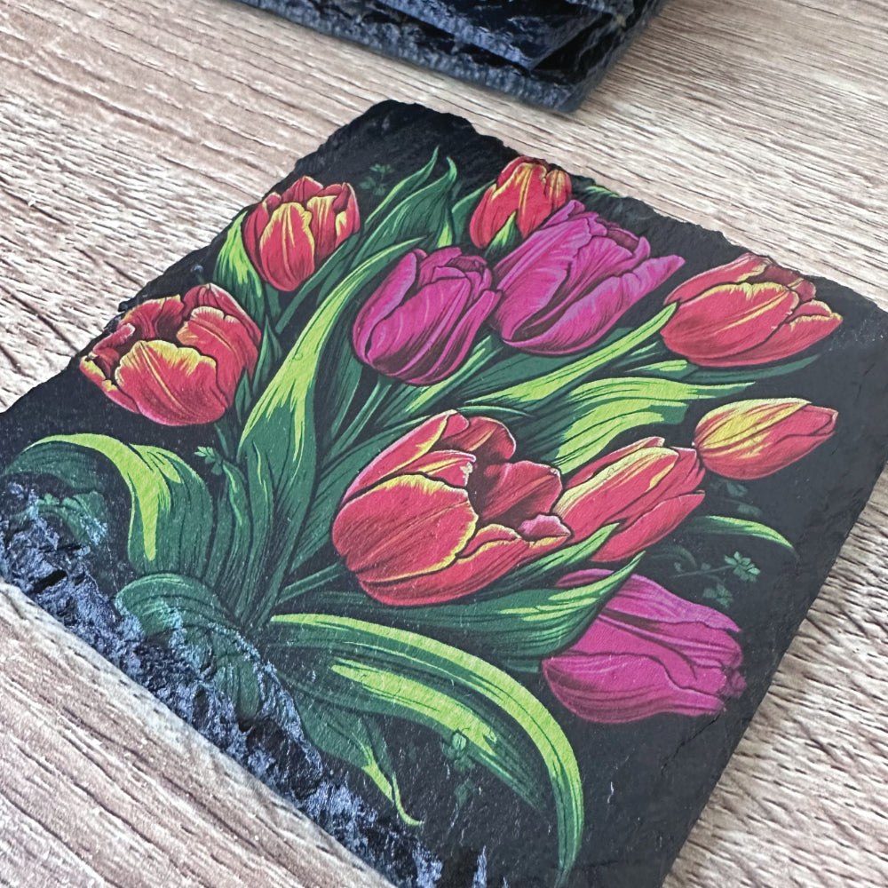 Flowers Slate Coasters - Floral Set of 4 #1