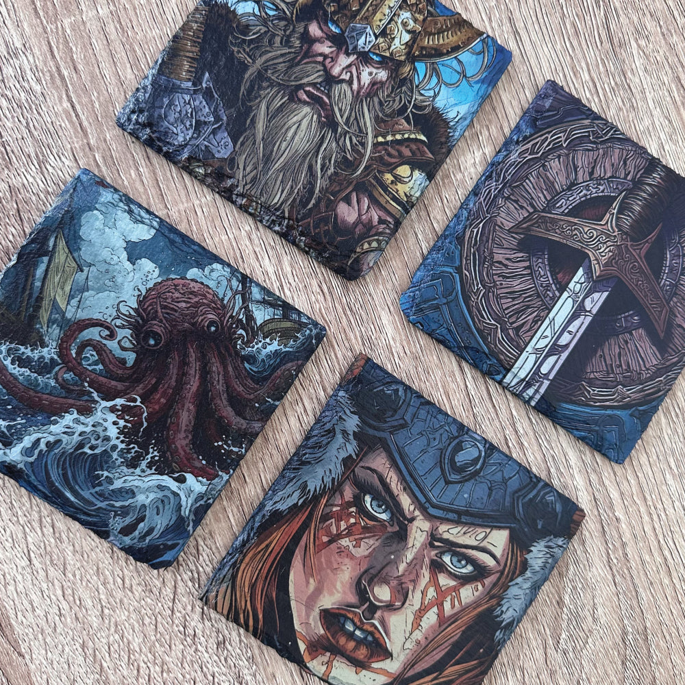 Viking Slate Coasters - Set of 4
