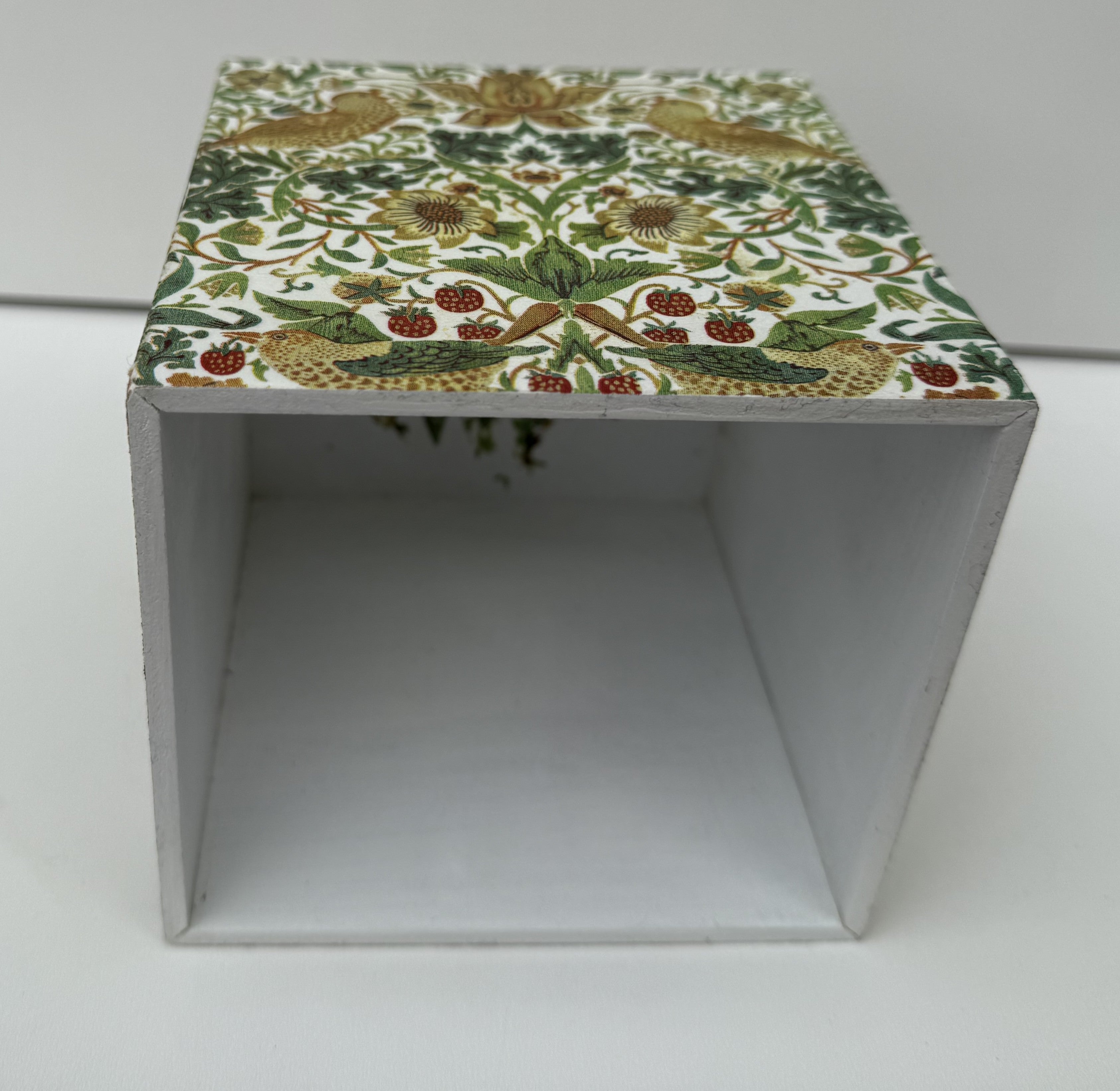 Tissue Box Cover Handmade - William Morris Strawberry Thief, green, gold, birds, floral, gift
