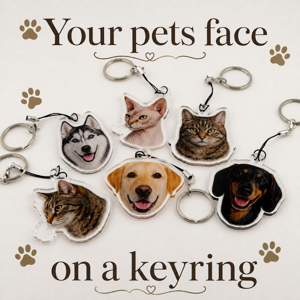 Pet Face Personalised Keyring - Add Your Pets Face!