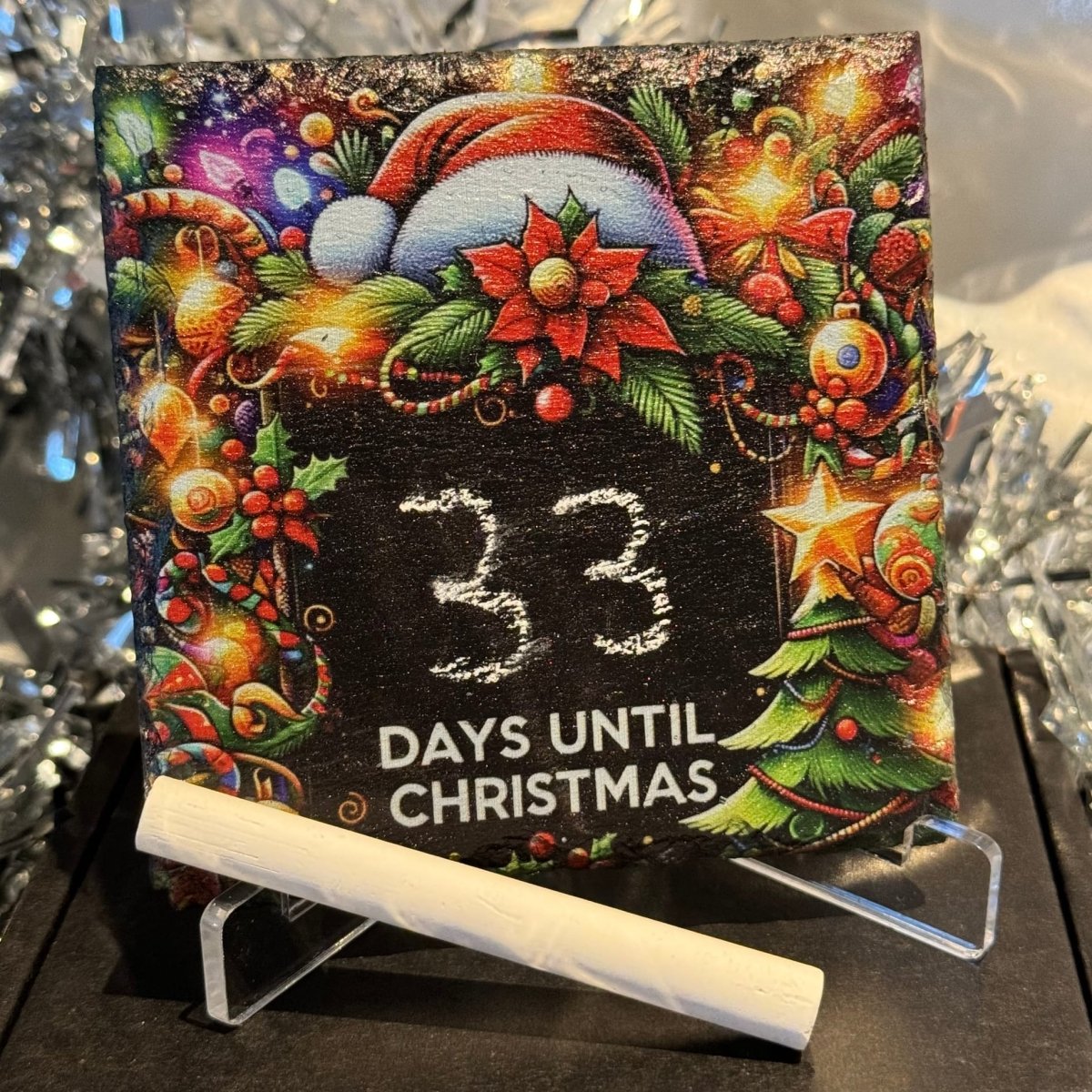 Christmas Countdown Slate Tile - Santas Hat - GameOn.games