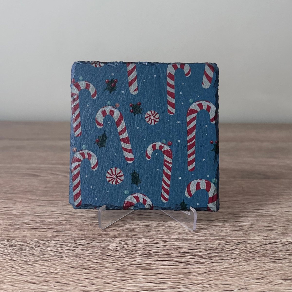 Christmas Patterns Slate Coasters - Candy Canes - GameOn.games