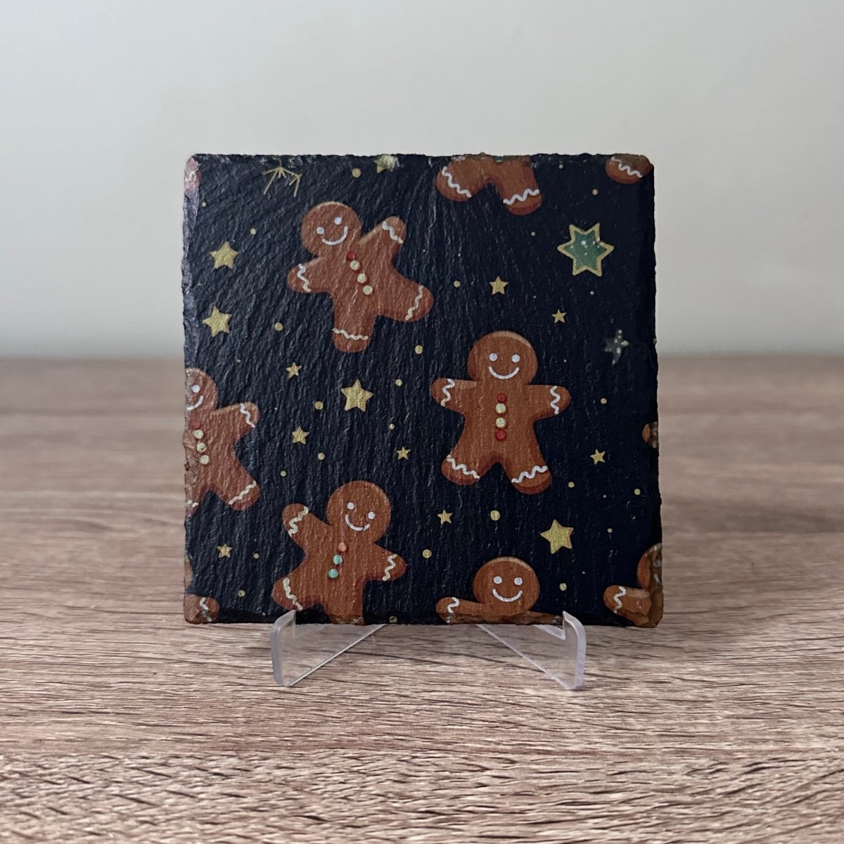 Christmas Patterns Slate Coasters - Gingerbread Man - GameOn.games