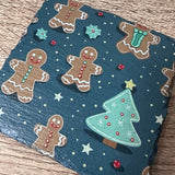 Christmas Patterns Slate Coasters - Gingerbread Man and Christmas Tree Cookies - GameOn.games