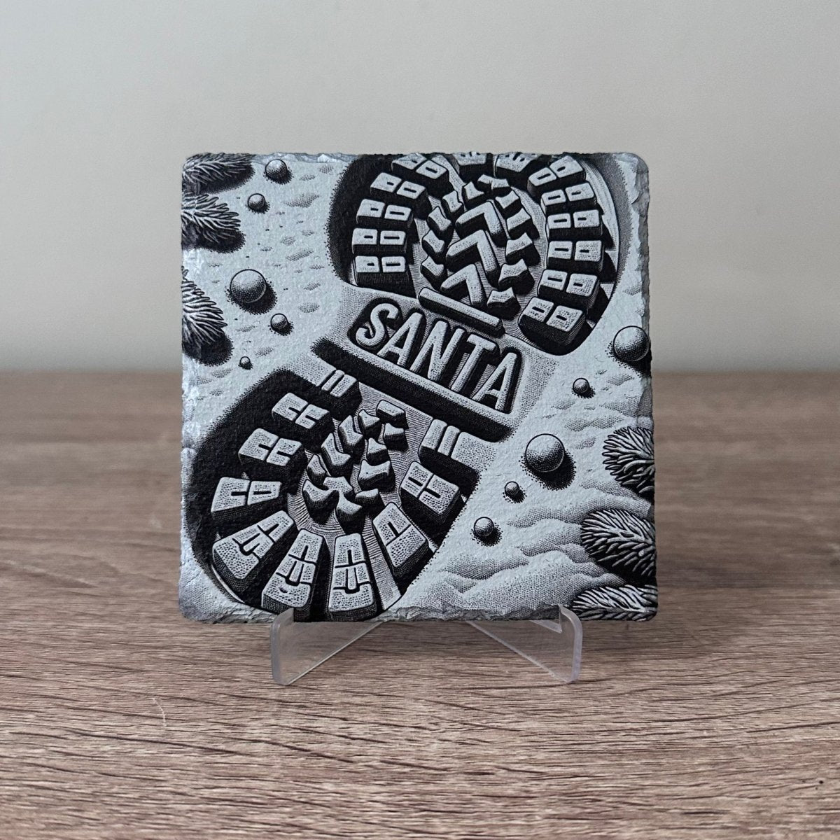Christmas Slate Coasters - Santas Footprint - GameOn.games
