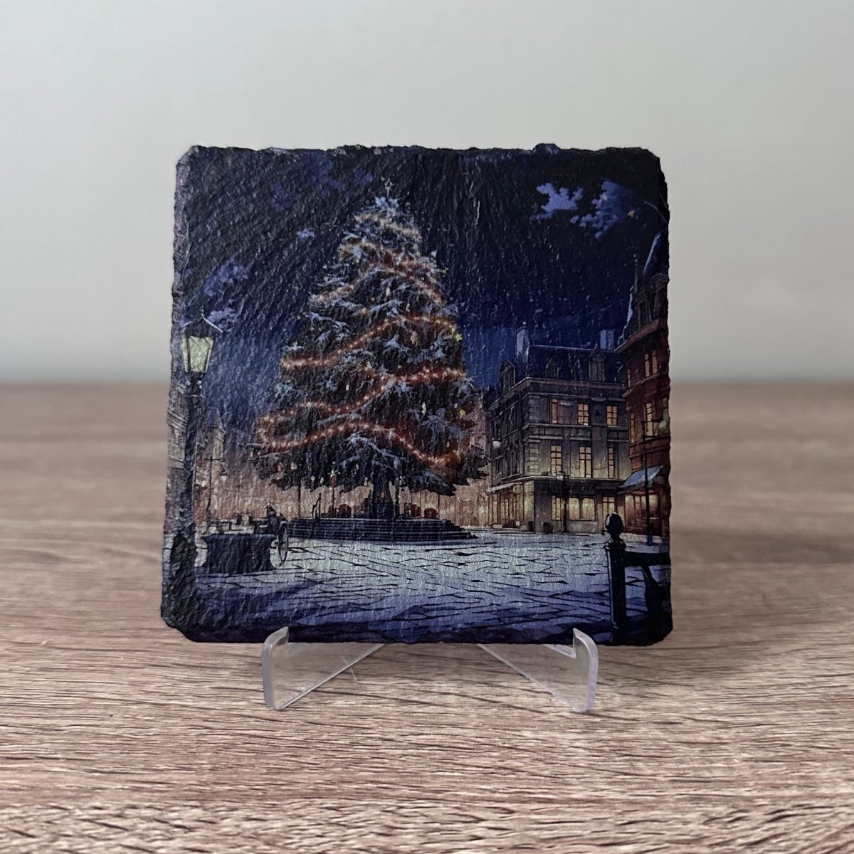 Christmas Slate Coasters - Town Square Christmas Tree - GameOn.games