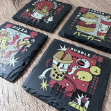 Retro Japanese Food Slate Coasters - Set of 4