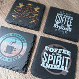 Coffee Time Slate Coasters - Set of 4