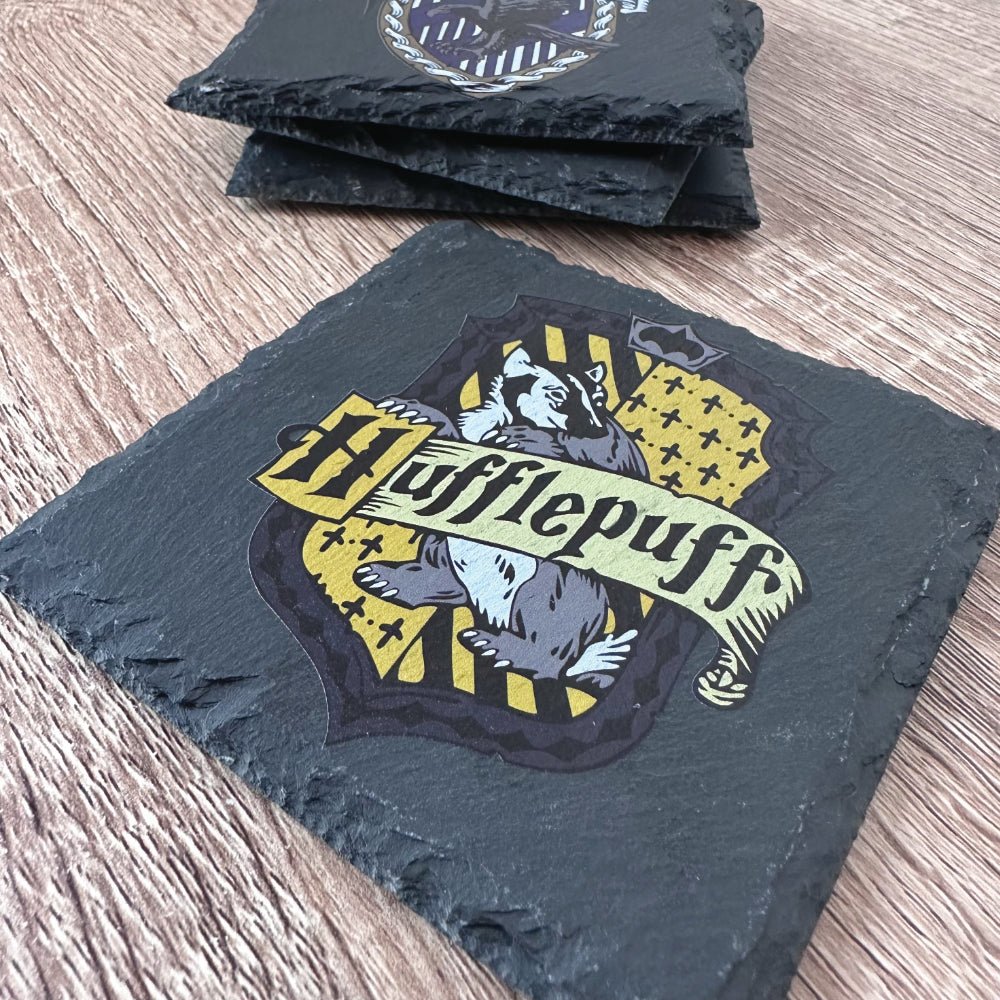 Hogwarts House Crest Slate Coasters - Hufflepuff - GameOn.games