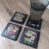 Retro Japanese Food Slate Coasters - Set of 4