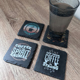 Coffee Time Slate Coasters - Set of 4