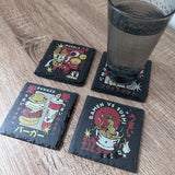 Retro Japanese Food Slate Coasters - Set of 4