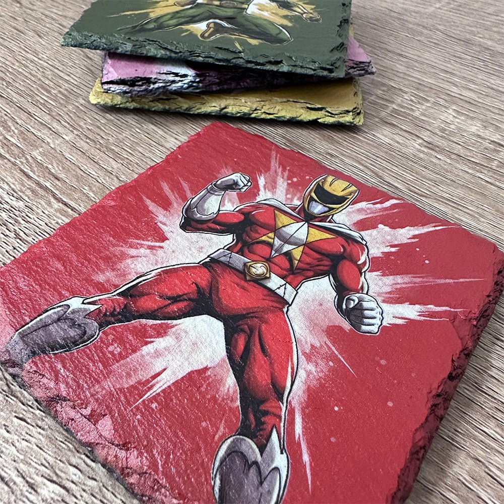 Super Ranger Slate Coasters - Red Super Ranger - GameOn.games