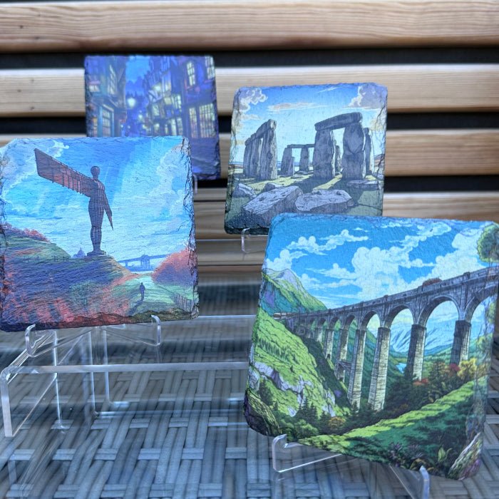 UK Landmarks Slate Coasters - Angel of the North - GameOn.games